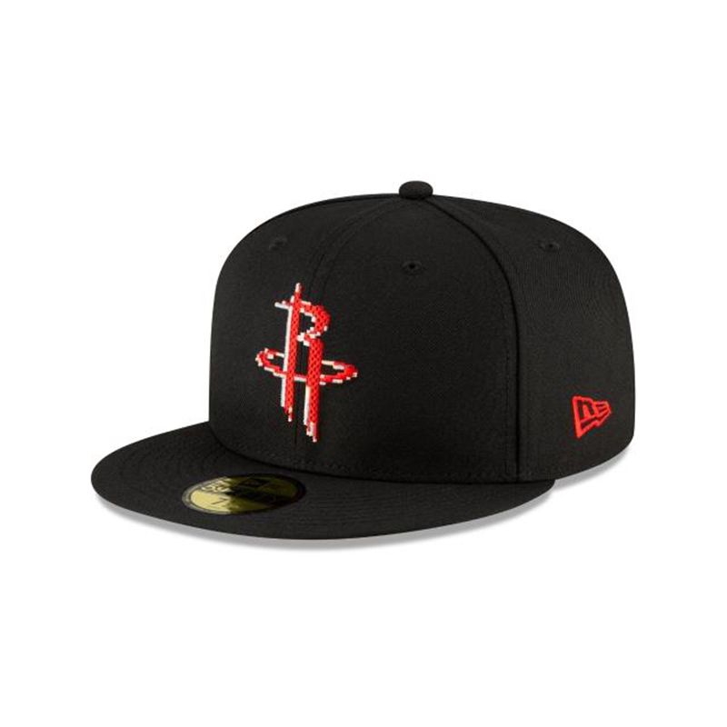 NBA Houston Rockets Pixel 59Fifty Fitted (ERN4386) - Black New Era Caps